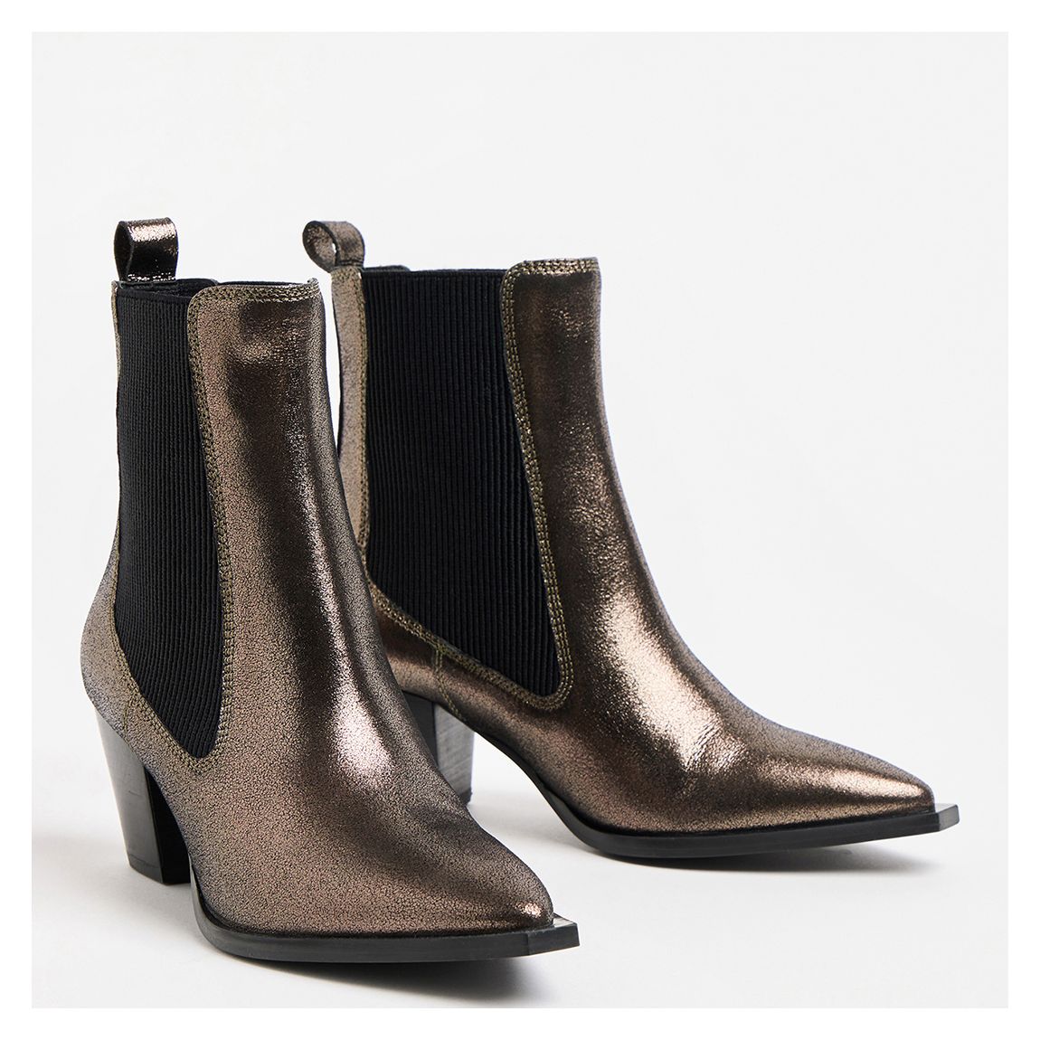 Pewter Elastic Western Heeled Boots main product photo