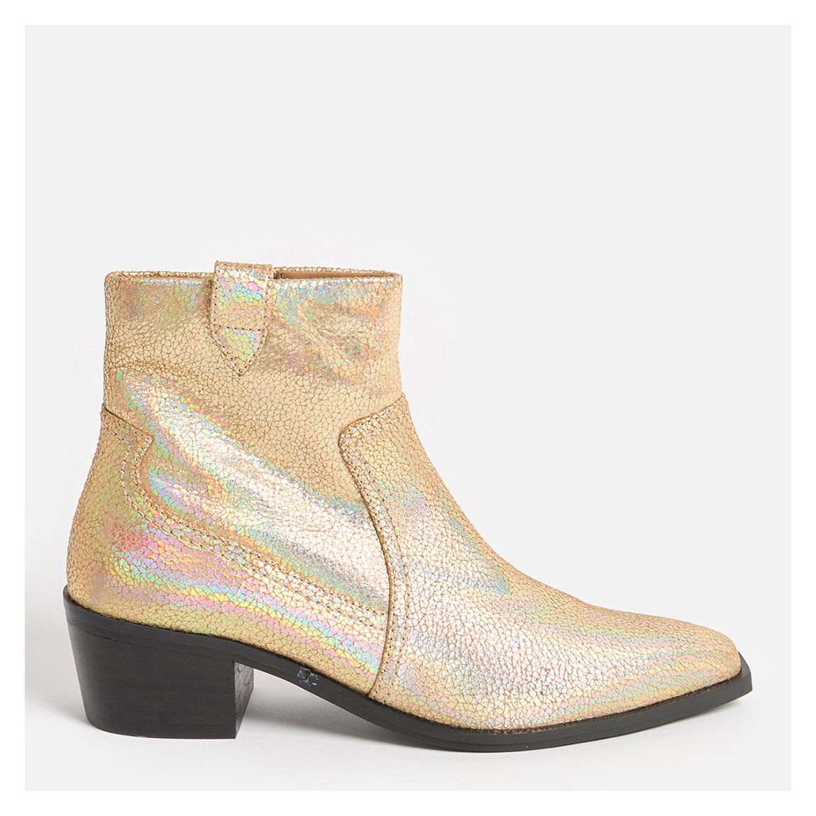 Iridescent Gold Low Heel Western Boot main product photo