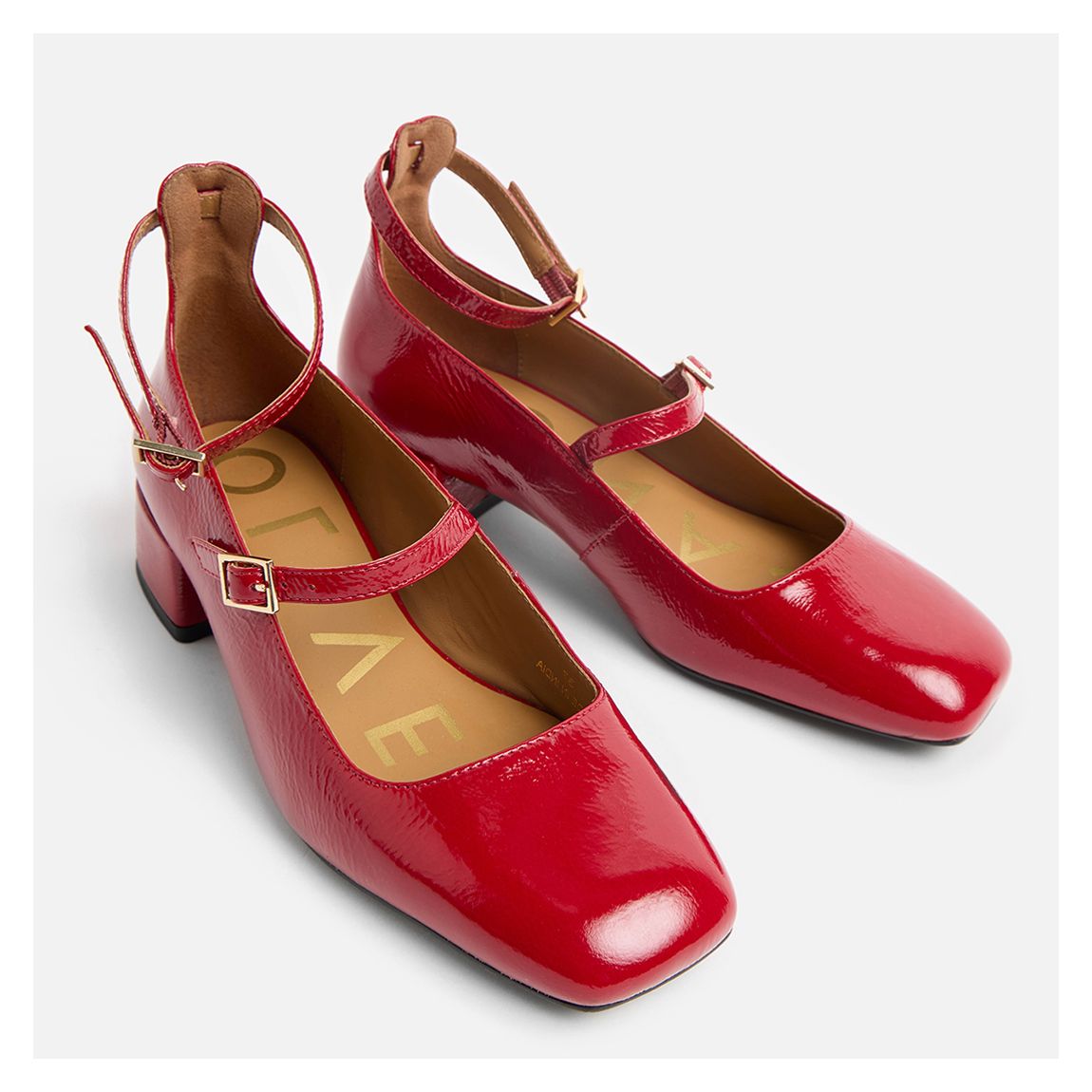 Red Patent Ankle Strap Block Heel Mary Jane main product photo