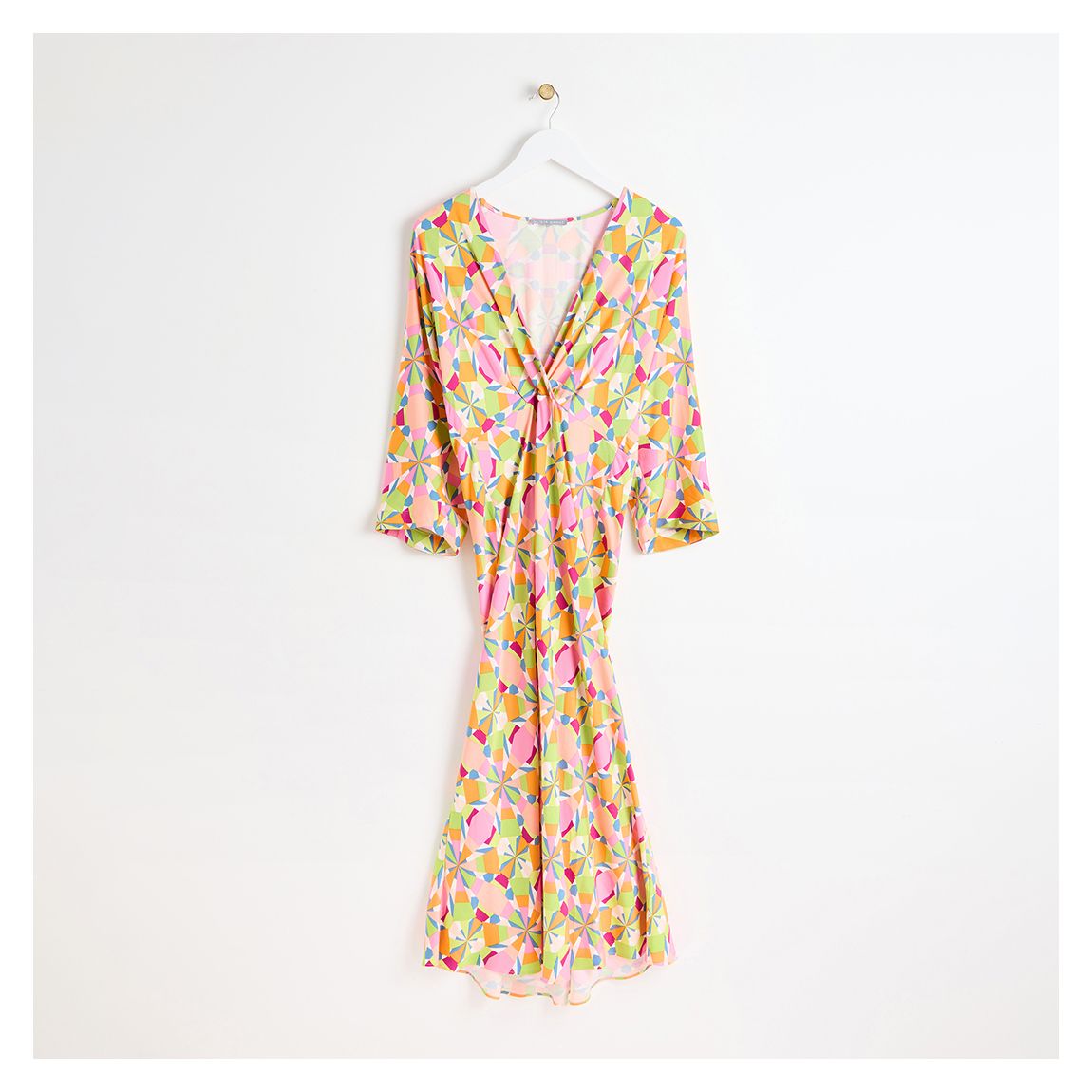 Orange Kaleidscope Geo Printed Midi Dress main product photo