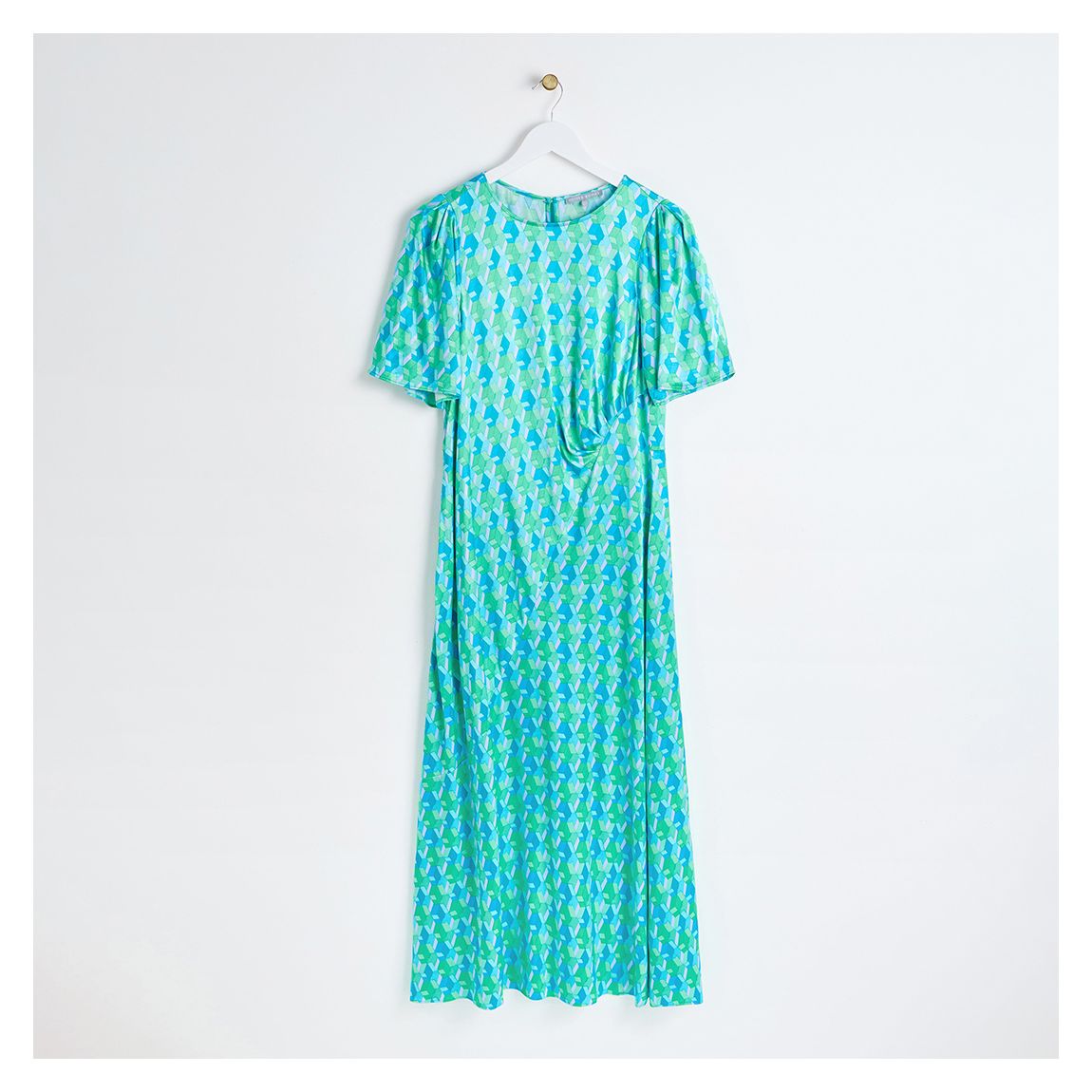 Blue Fantisize Geo Satin Midi Dress main product photo