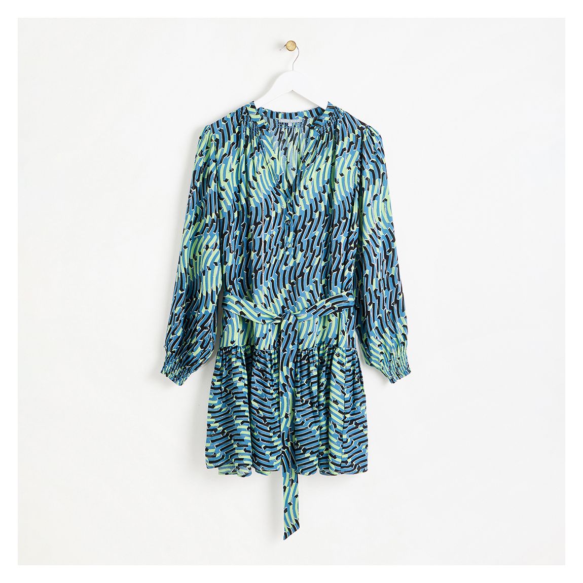 Green Shifted Geo Mini Dress main product photo