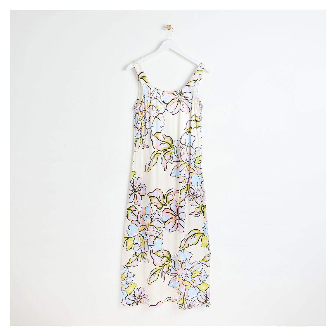 White Flower Square Neck Slip Dress main product photo