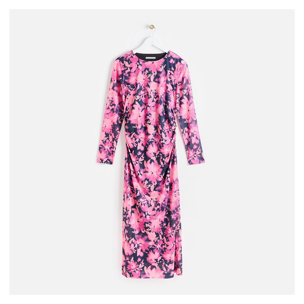 Pink Lustrous Bloom Mesh Midi Dress main product photo