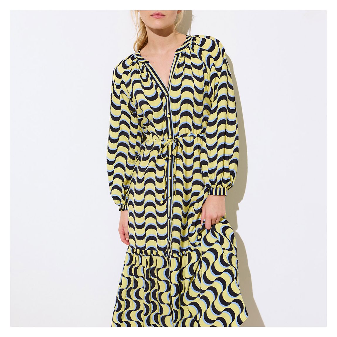 Yellow Wave Geo Midaxi Dress main product photo