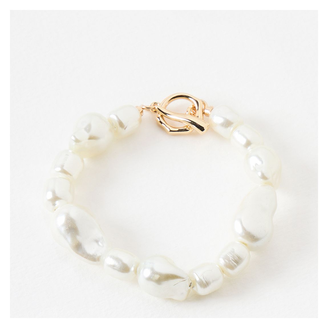 Gold Denise Faux Pearl T-Bar Bracelet main product photo