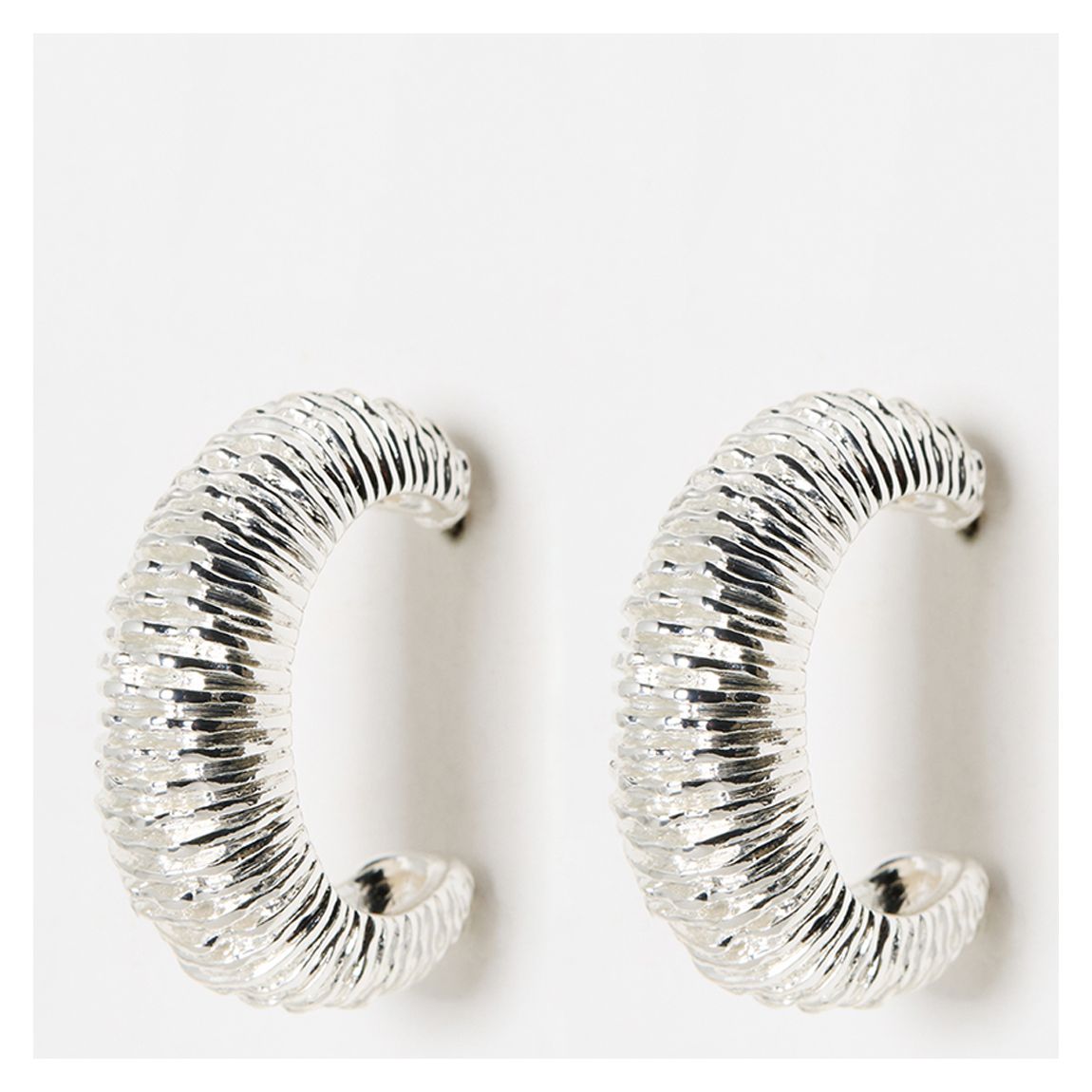 Silver Araceli Line Detail Textured Hoops main product photo