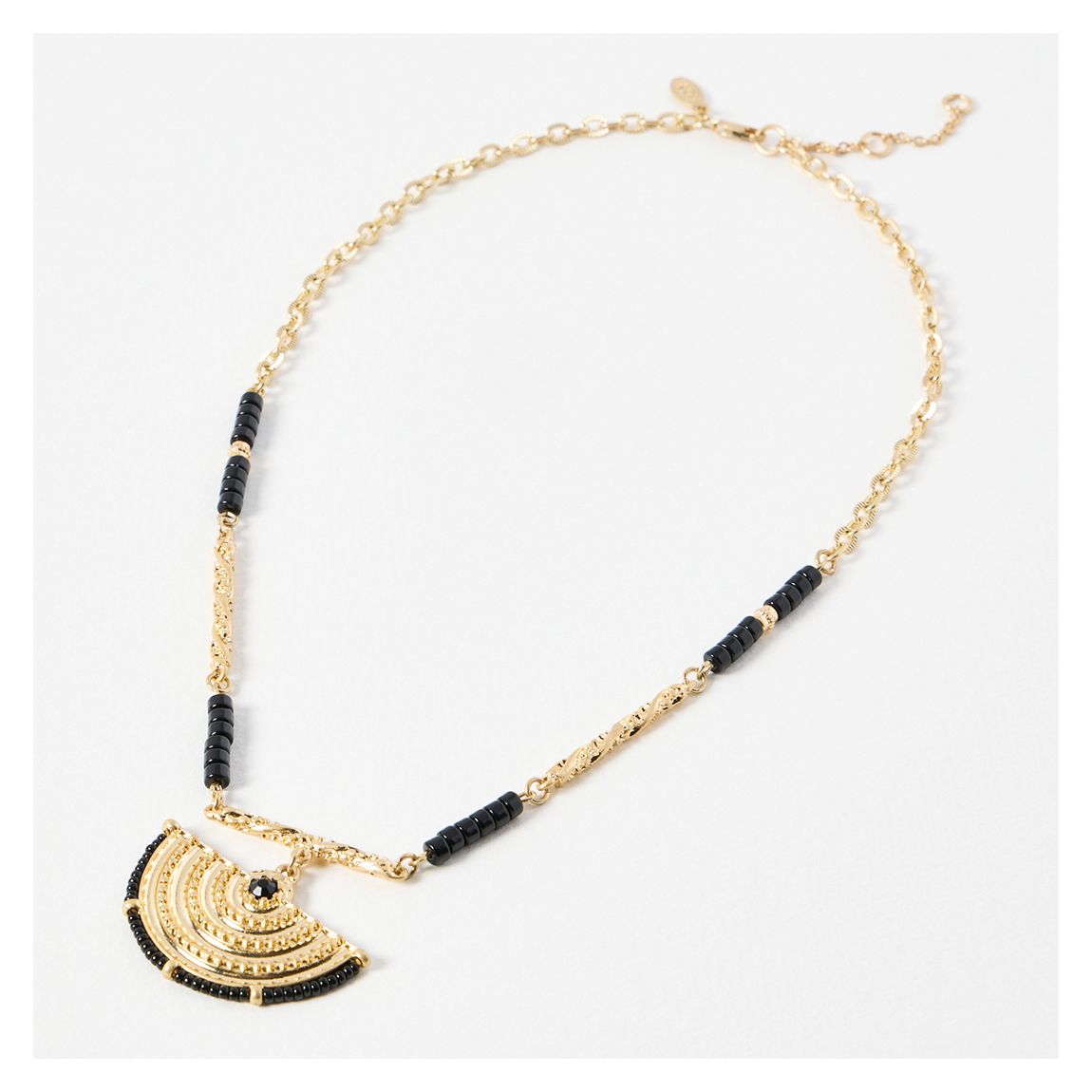 Black Alicent Semi Circle Pendant Beaded Necklace main product photo
