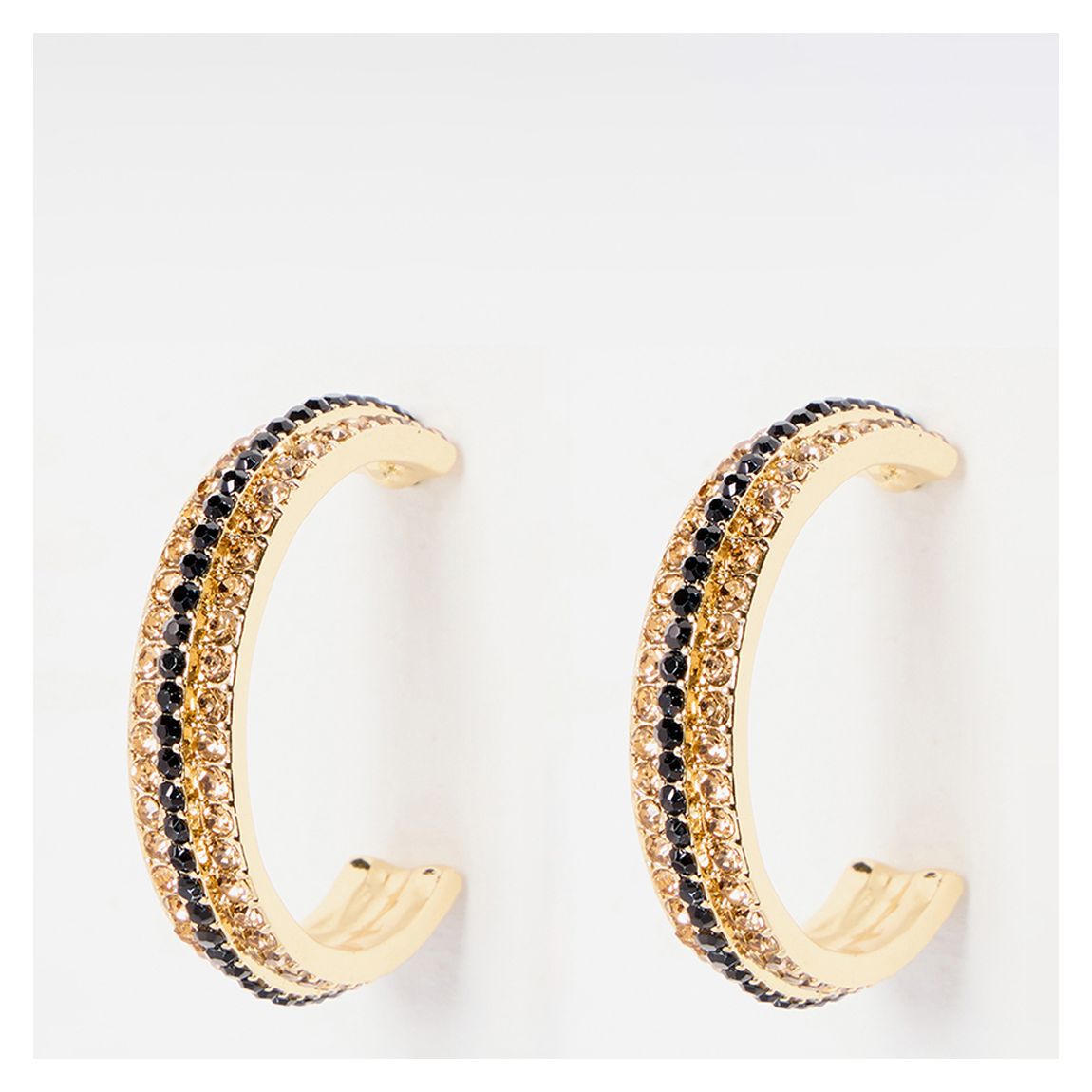 Gold Ebba Stone Inlay Textured Hoops main product photo