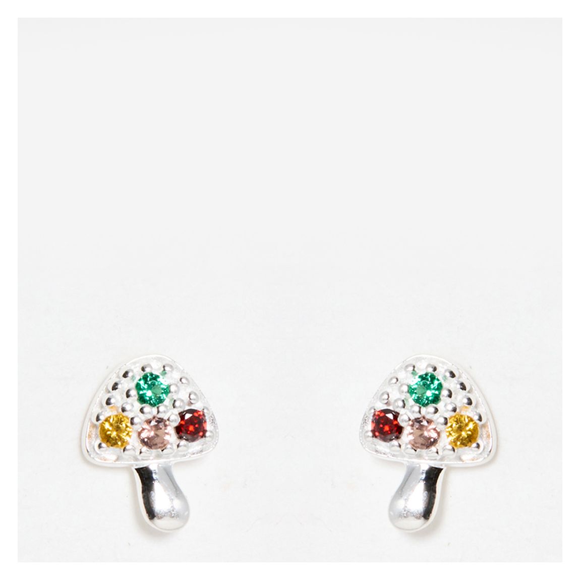 Silver Mia Mushroom Charm Stud Earrings main product photo