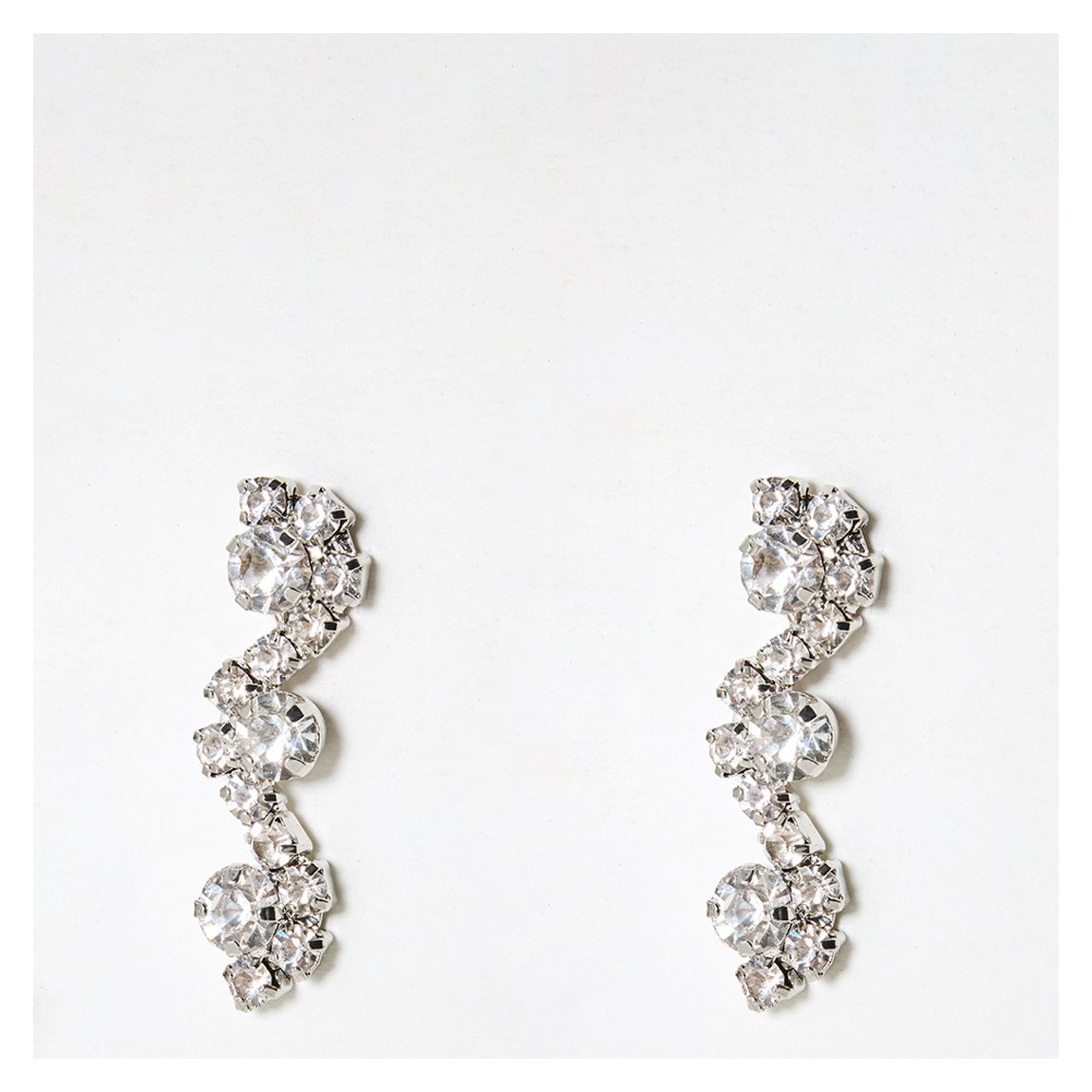 Silver Twila Fan Shape Triple Tier Drop Earrings main product photo