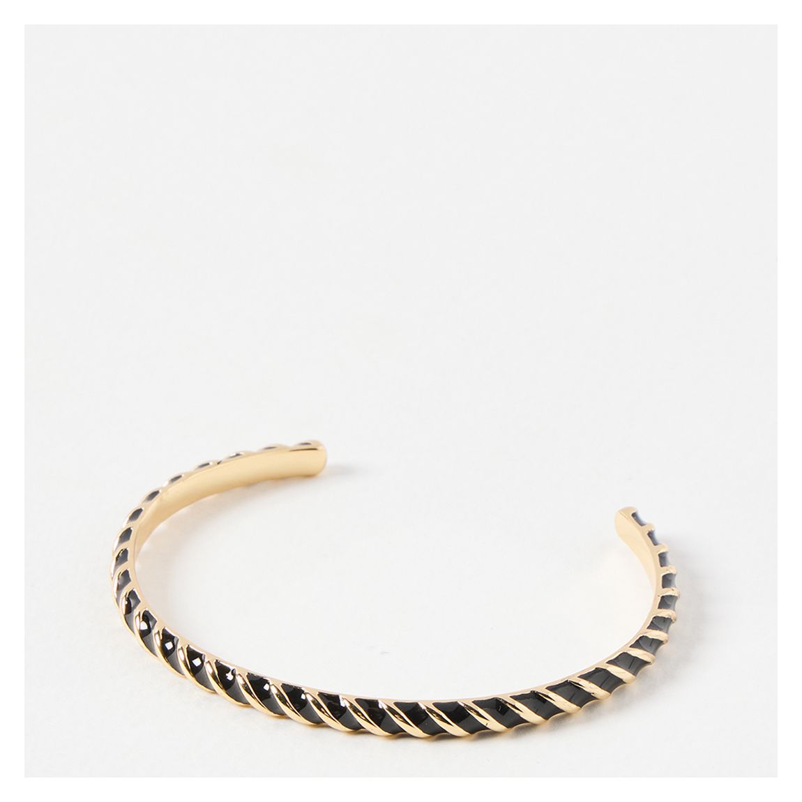 Gold Isela Twisted Black Enamel Inlay Cuff Bangle main product photo