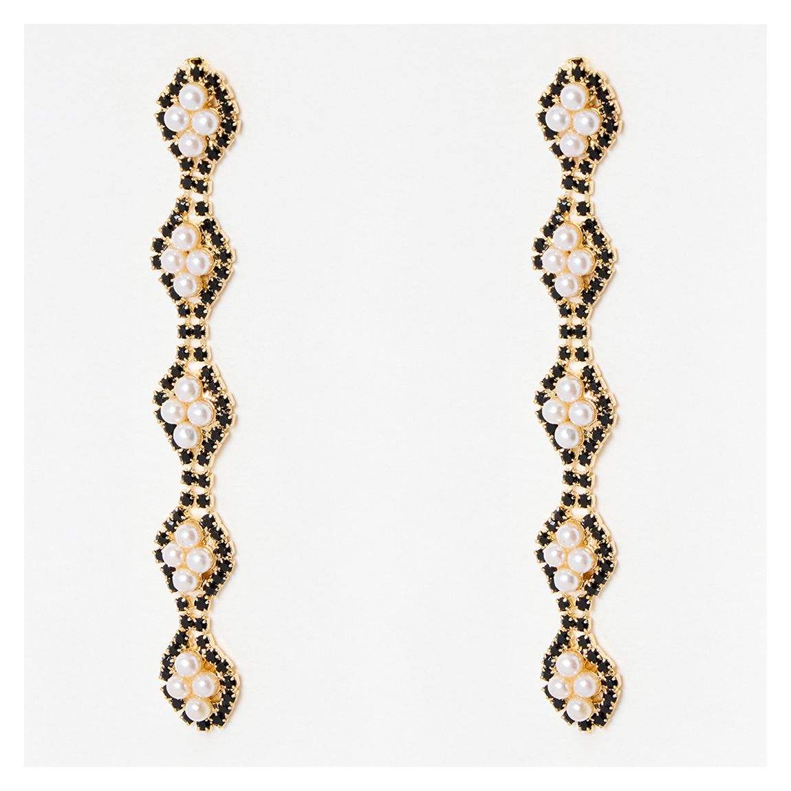 Gold Lola Stone & Faux Pearl Detail Drop Earrings main product photo
