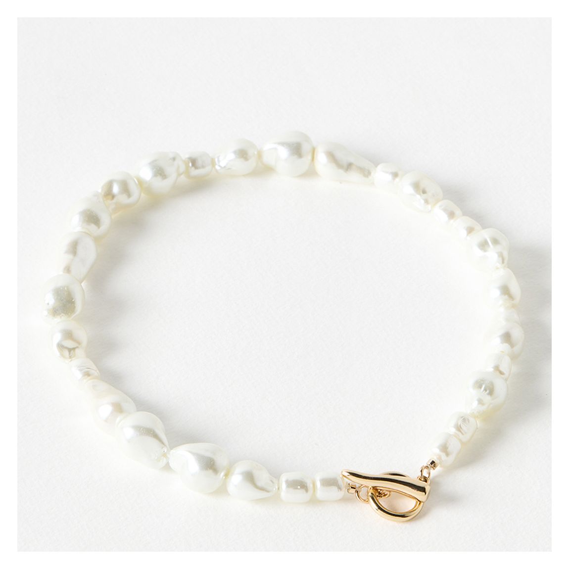 Gold Denise Faux Pearl T-Bar Statement Necklace main product photo