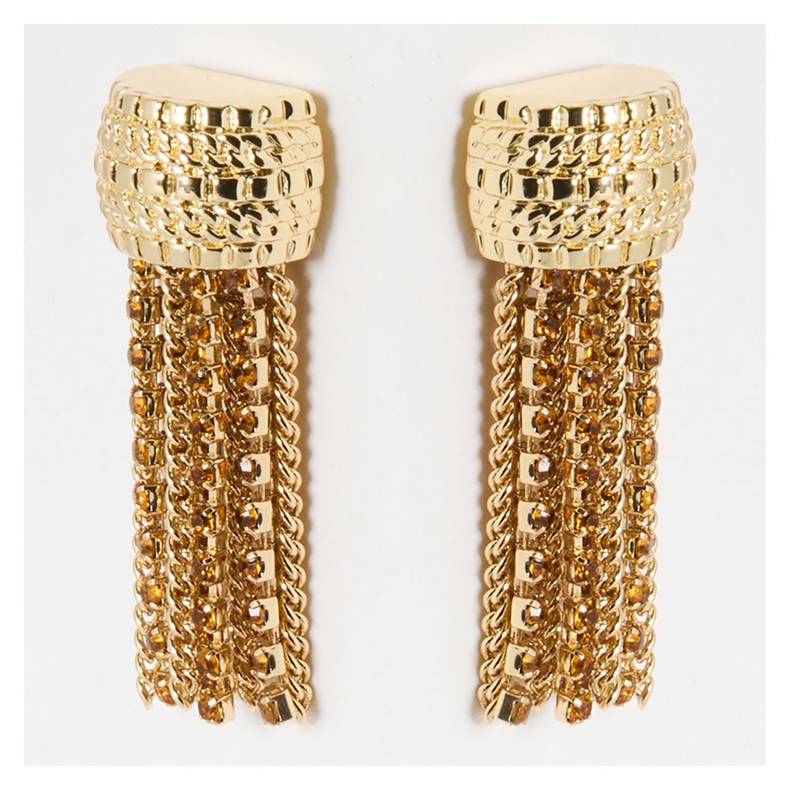 Gold Honoka Stone Detail Tassel Drop Stud Earrings main product photo