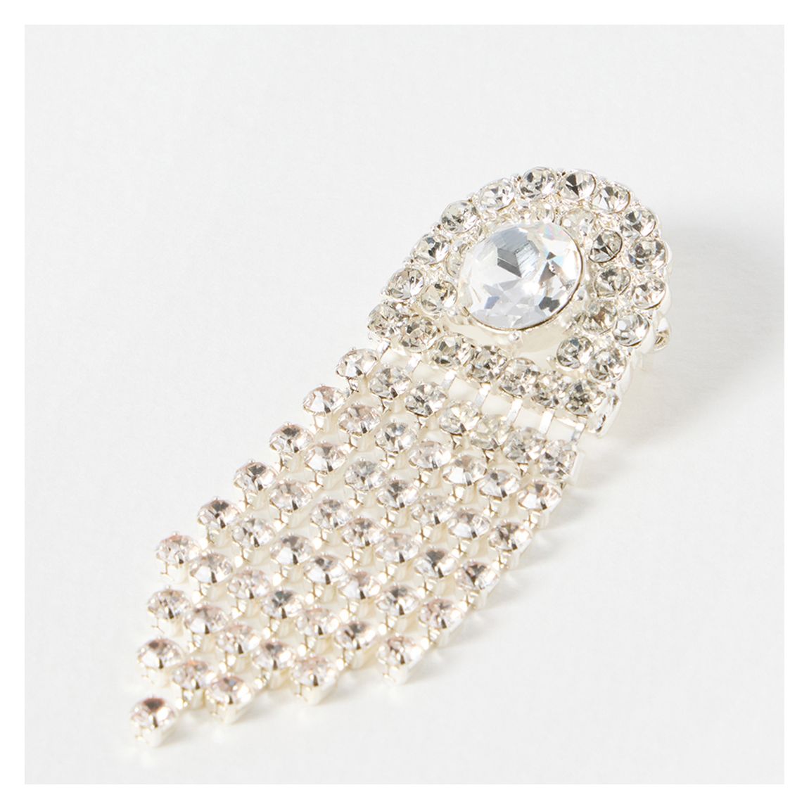 Silver Alemene Stone Tassel Drop Brooch main product photo