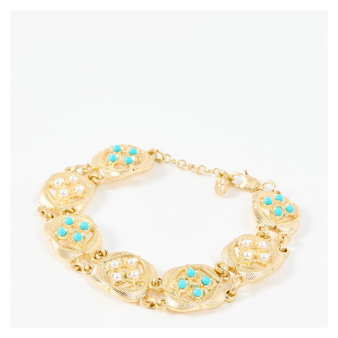 Gold Dana Square Pendant & Faux Pearl Bracelet main product photo