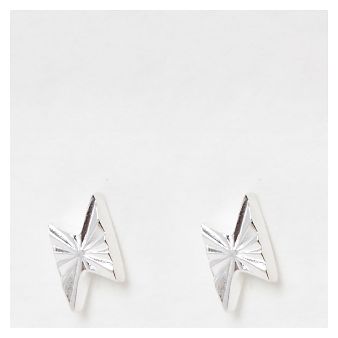 Silver Tama Engraved Lightning Bolt Stud Earrings main product photo