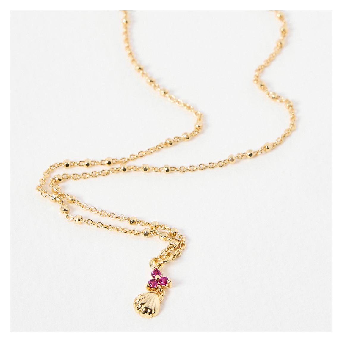 Gold Megyn Stone Cluster & Shell Charm Drop Pendant Necklace main product photo
