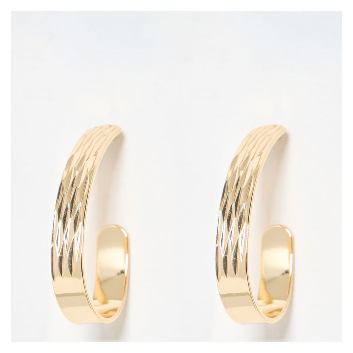 Gold Arona Textured Flat Gold Hoops main product photo
