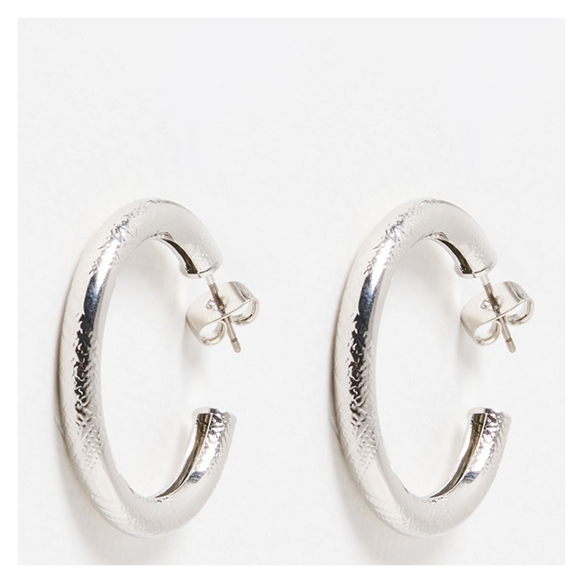 Silver Ziada Textured Mini Hoops main product photo