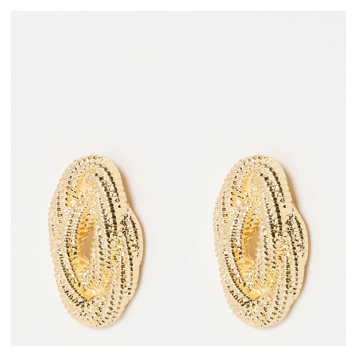 Gold Suzette Textured Interlocked Oval Stud Earrings main product photo