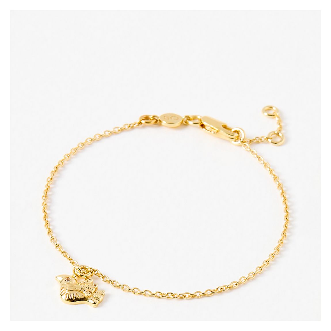 Gold Wren Flying Bird Charm Bracelet main product photo