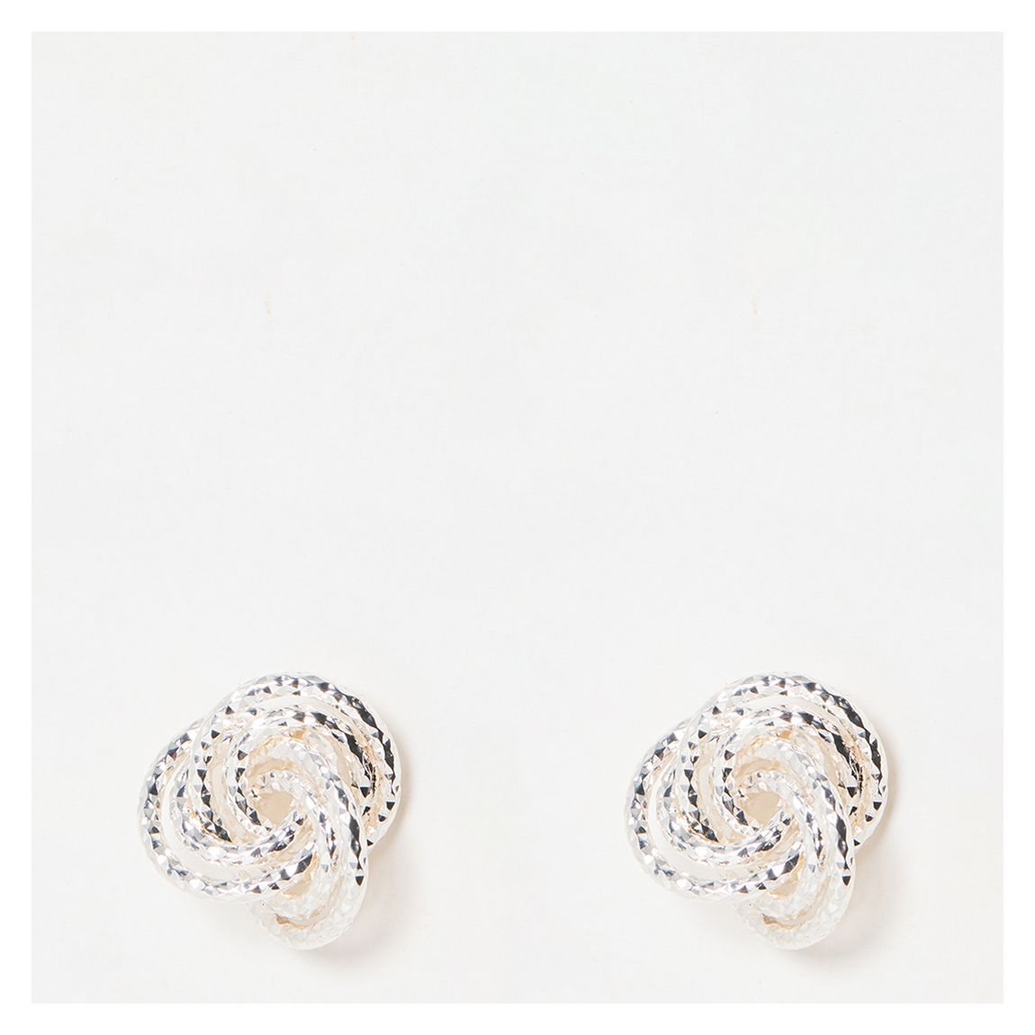 Silver Bianca Textured Metal Twisted Stud Earrings main product photo