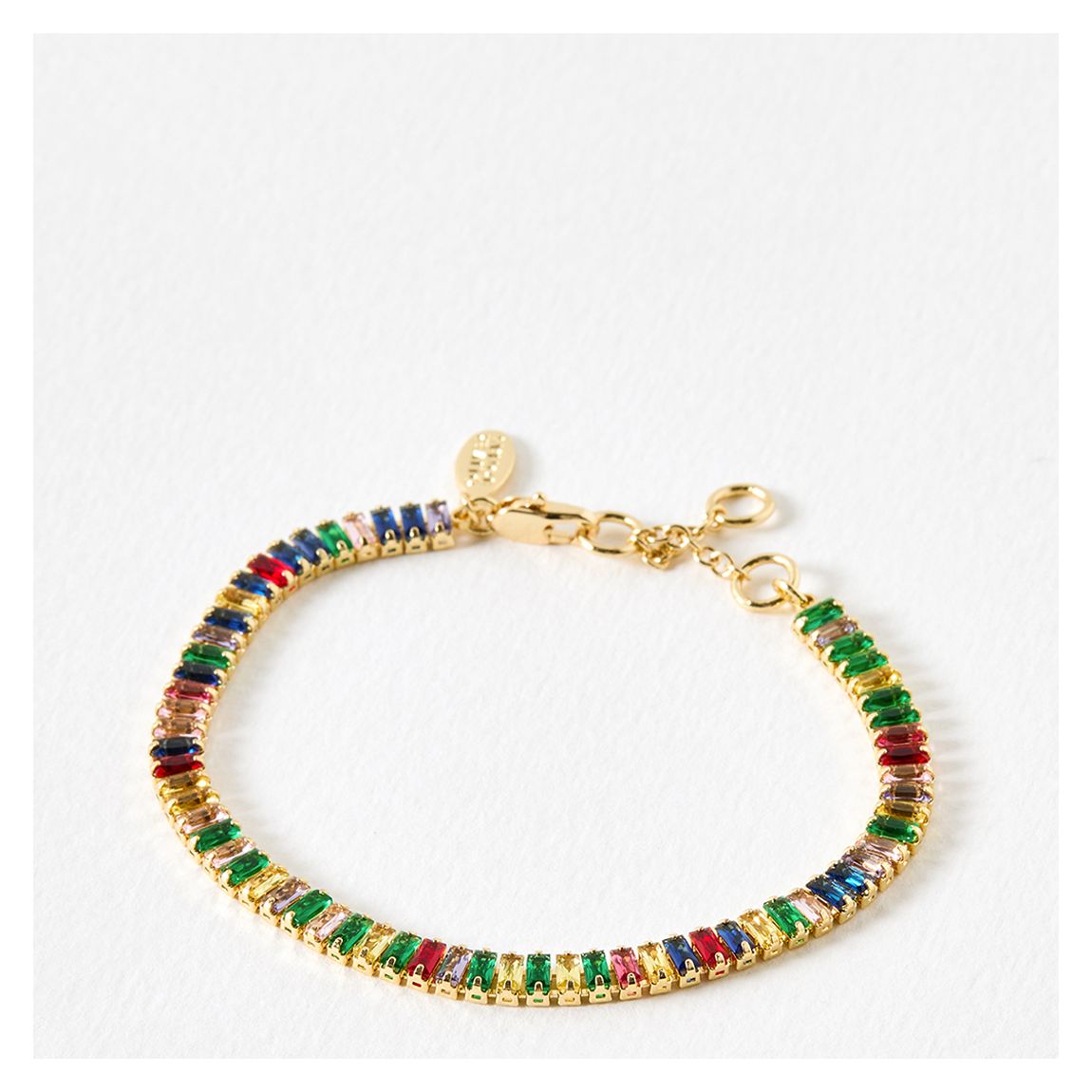Gold Quinn Multi Baguette Stone Chain Bracelet main product photo