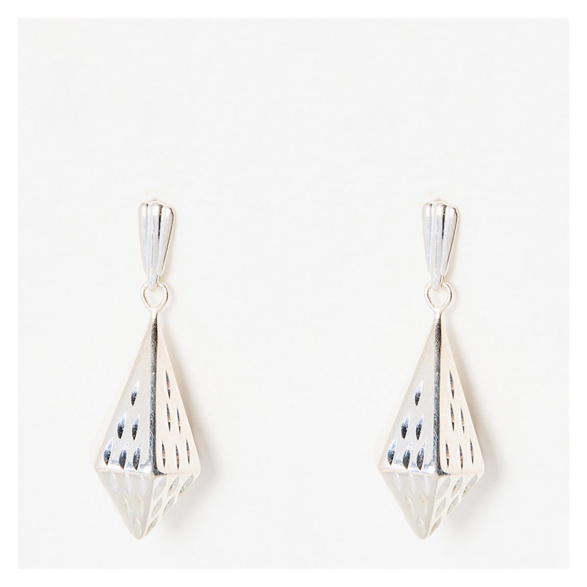 Silver Fae Facet Form Double Drop Earrings main product photo