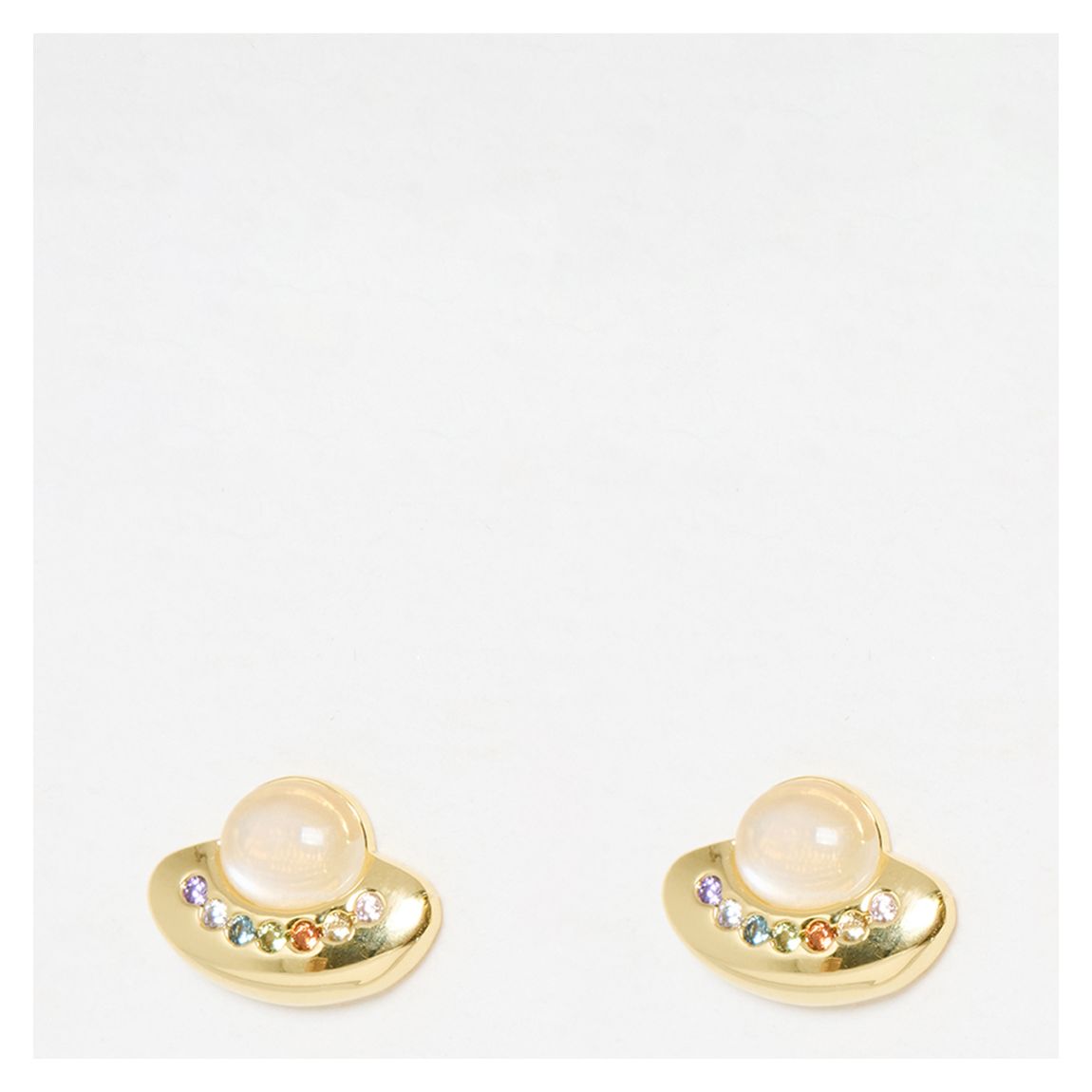 Gold Cosmo Opalite & Curve Detail Stud Earrings main product photo