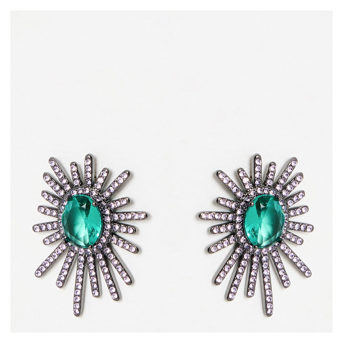 Pink & Green Mimteh Starburst Stone Detail Stud Earrings main product photo