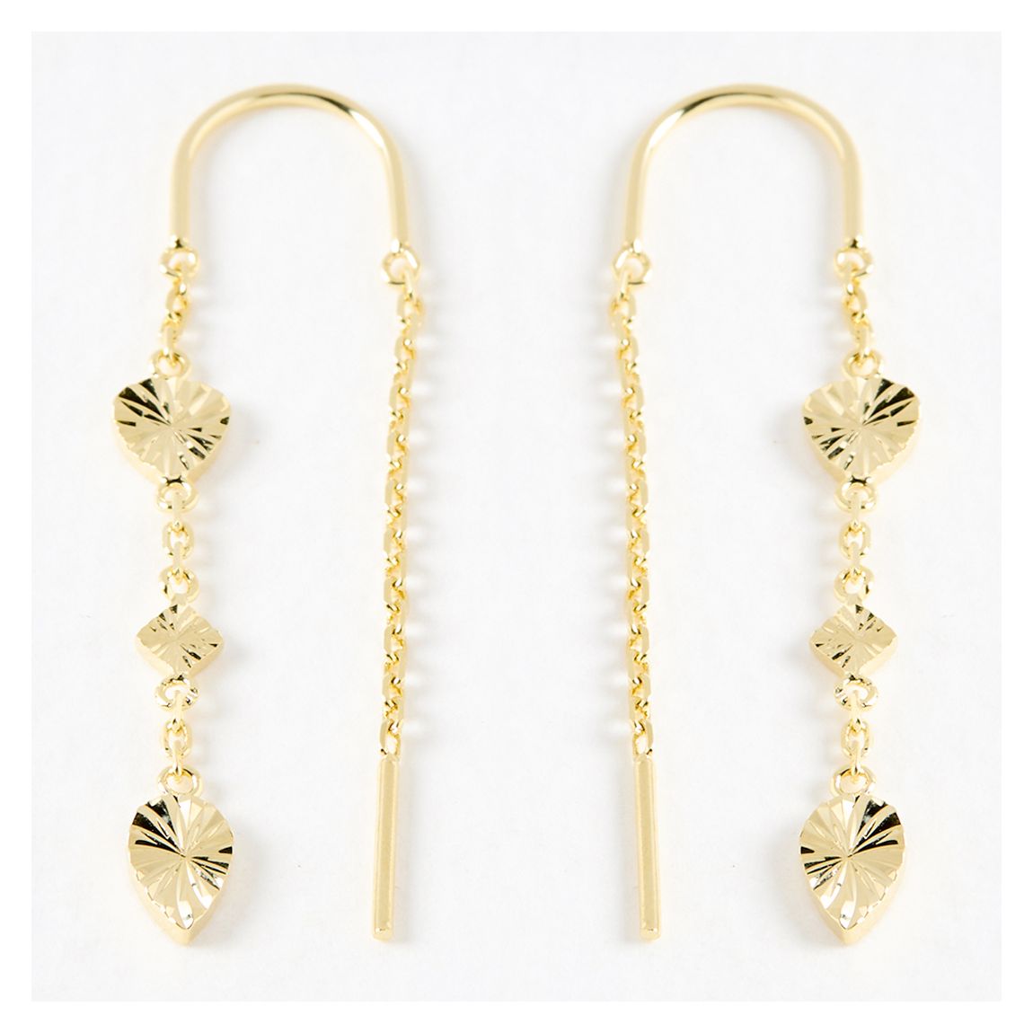 Gold Elodie Engraved Charm Thread Through Chain Drop Earrings main product photo