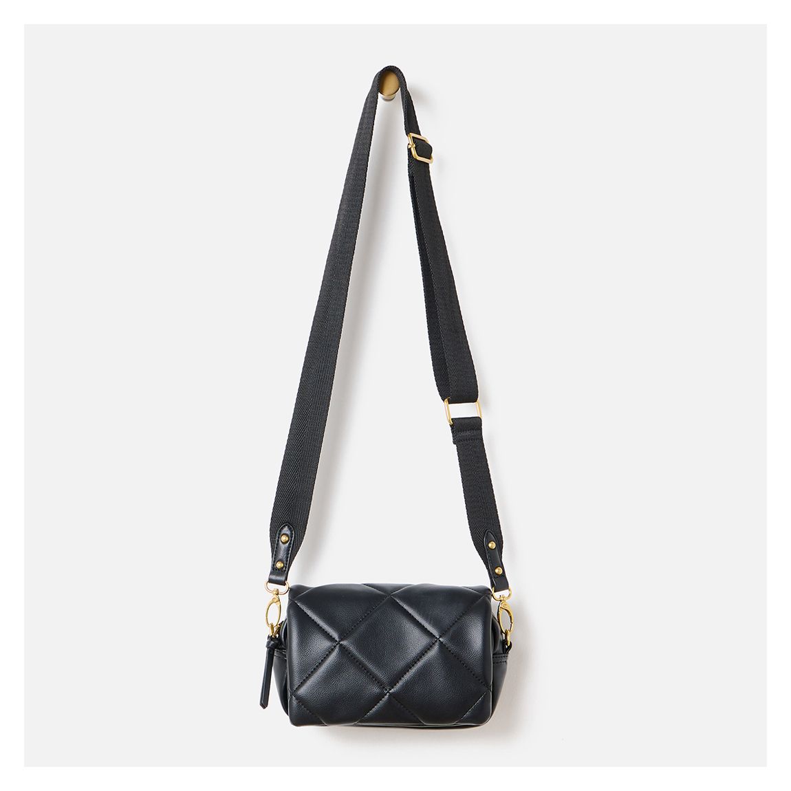Black Caris Quilted Crossbody Bag main product photo