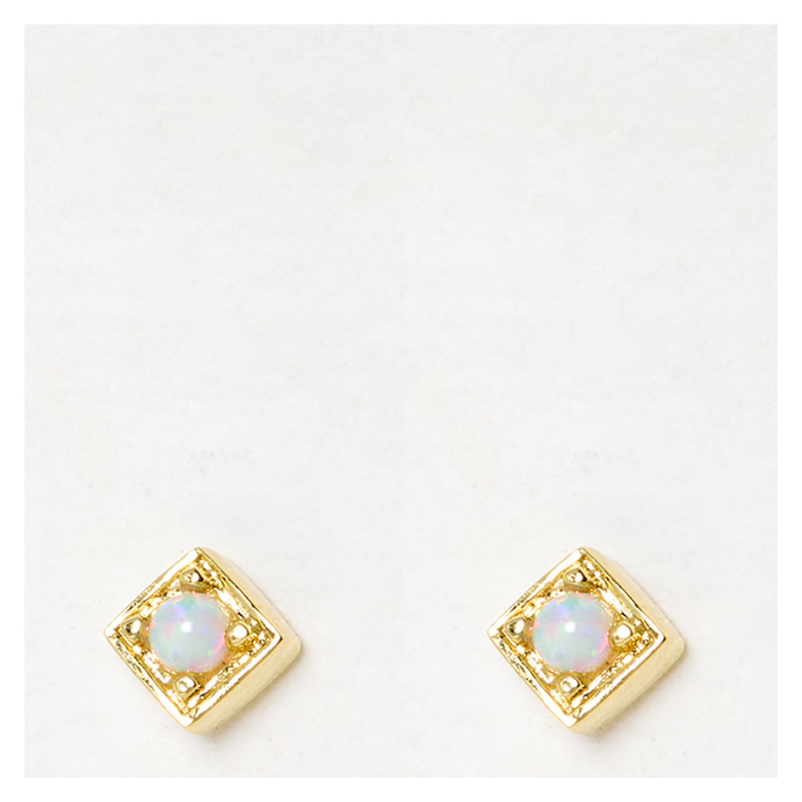 Gold Cyan Opalite Inlay Square Stud Earrings main product photo