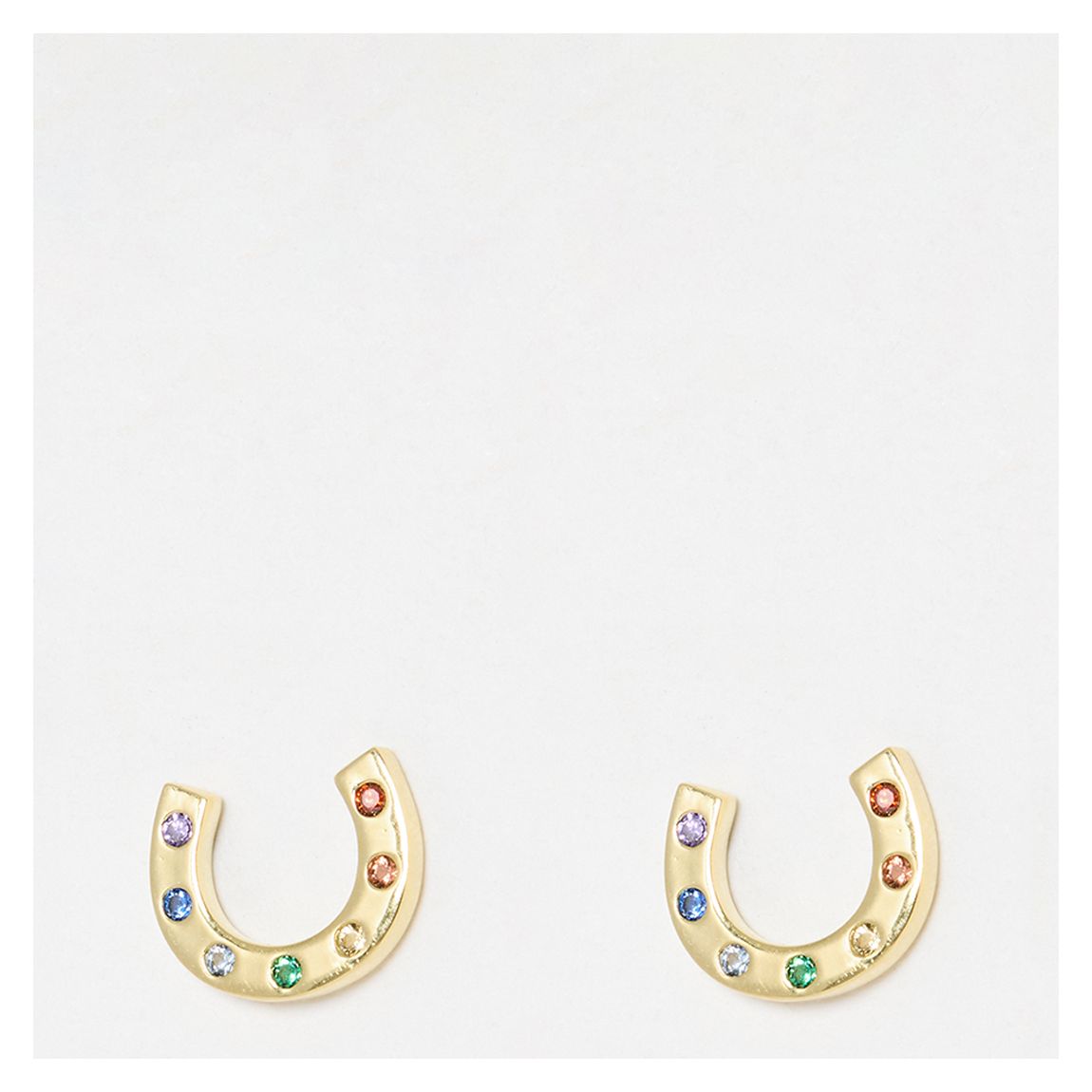 Gold Clover Horseshoe Stud Earrings main product photo