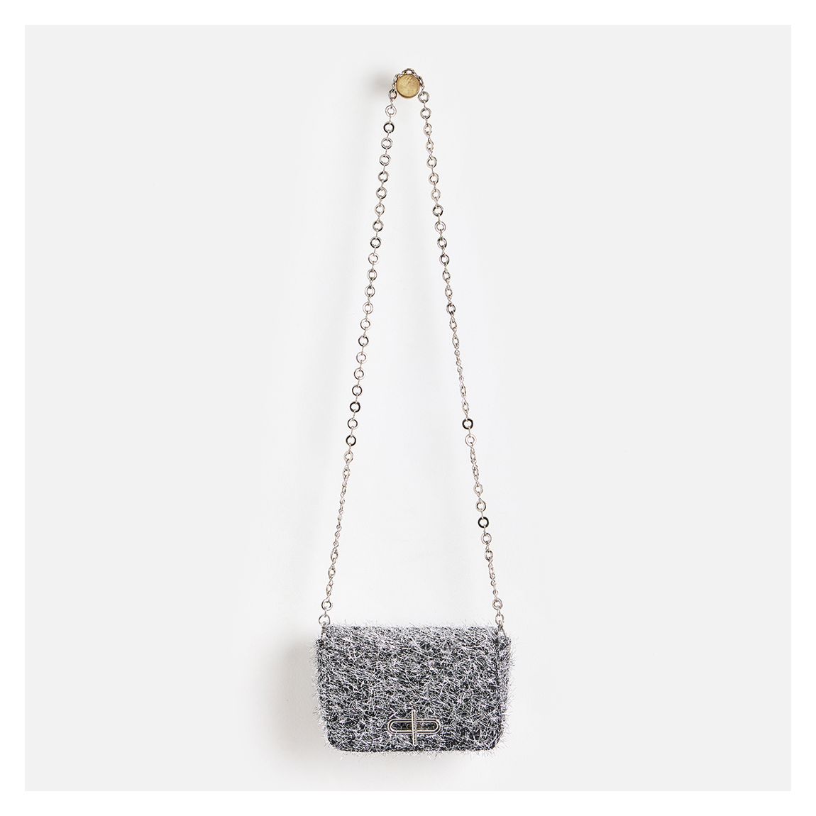 Silver Effie Metallic Tinsel Crossbody Bag main product photo