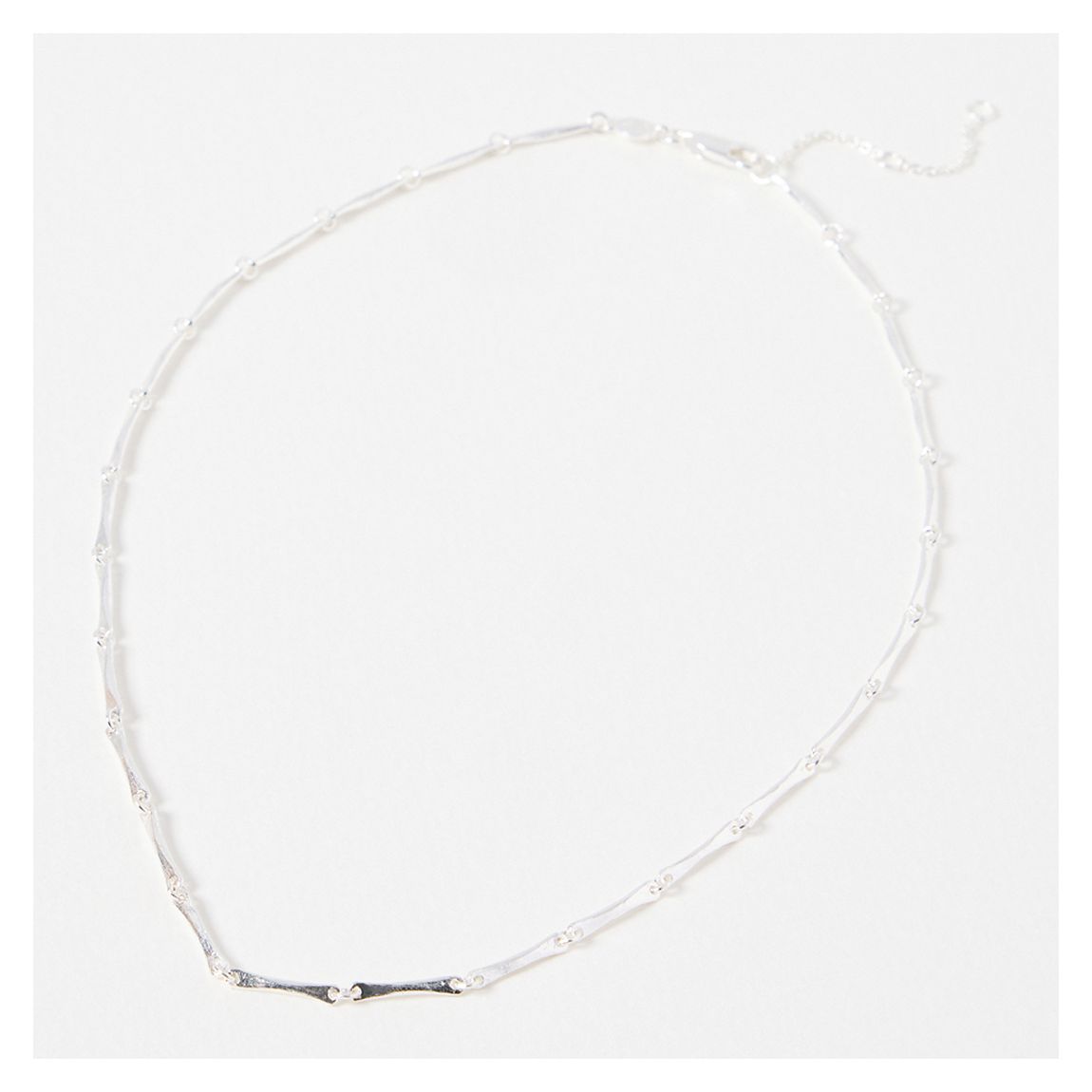 Silver Eleanor Textured Bar & Chain Collar Necklace main product photo