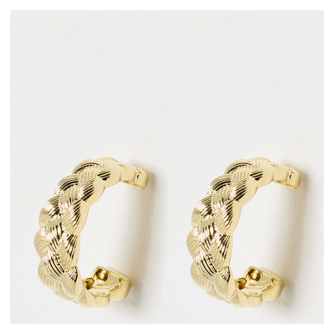 Gold Sylvia Tapered Plaited Texture Hoop Earrings main product photo