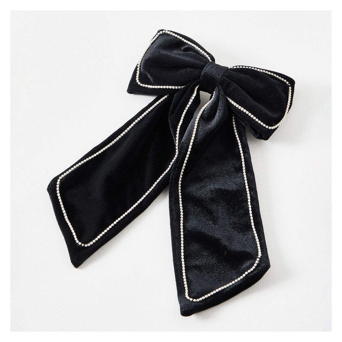 Black Leonie Faux Pearl Detail Velvet Statement Hair Bow main product photo