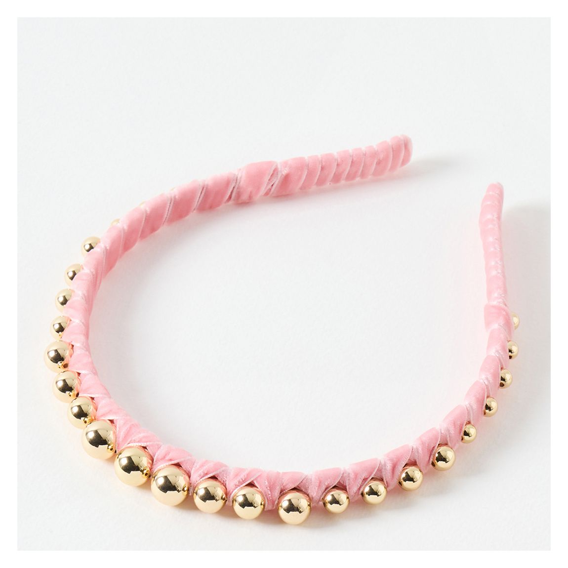Gold and Pink Daphne Velvet Thin Metal Headband main product photo