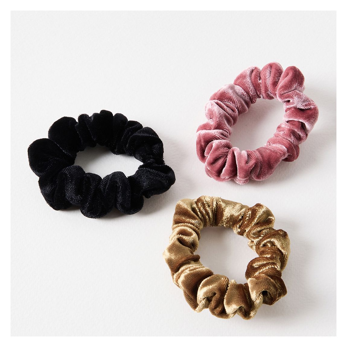 Multi Aileen Mini Velvet Scrunchies Set of 3 main product photo