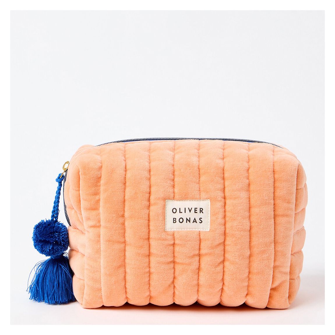 Orange Contrast Quilted Velvet Wash bag main product photo