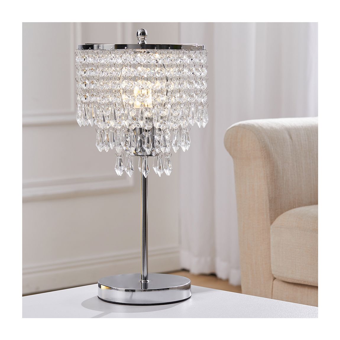 Small Crystal Table Lamp with Round Base main product photo