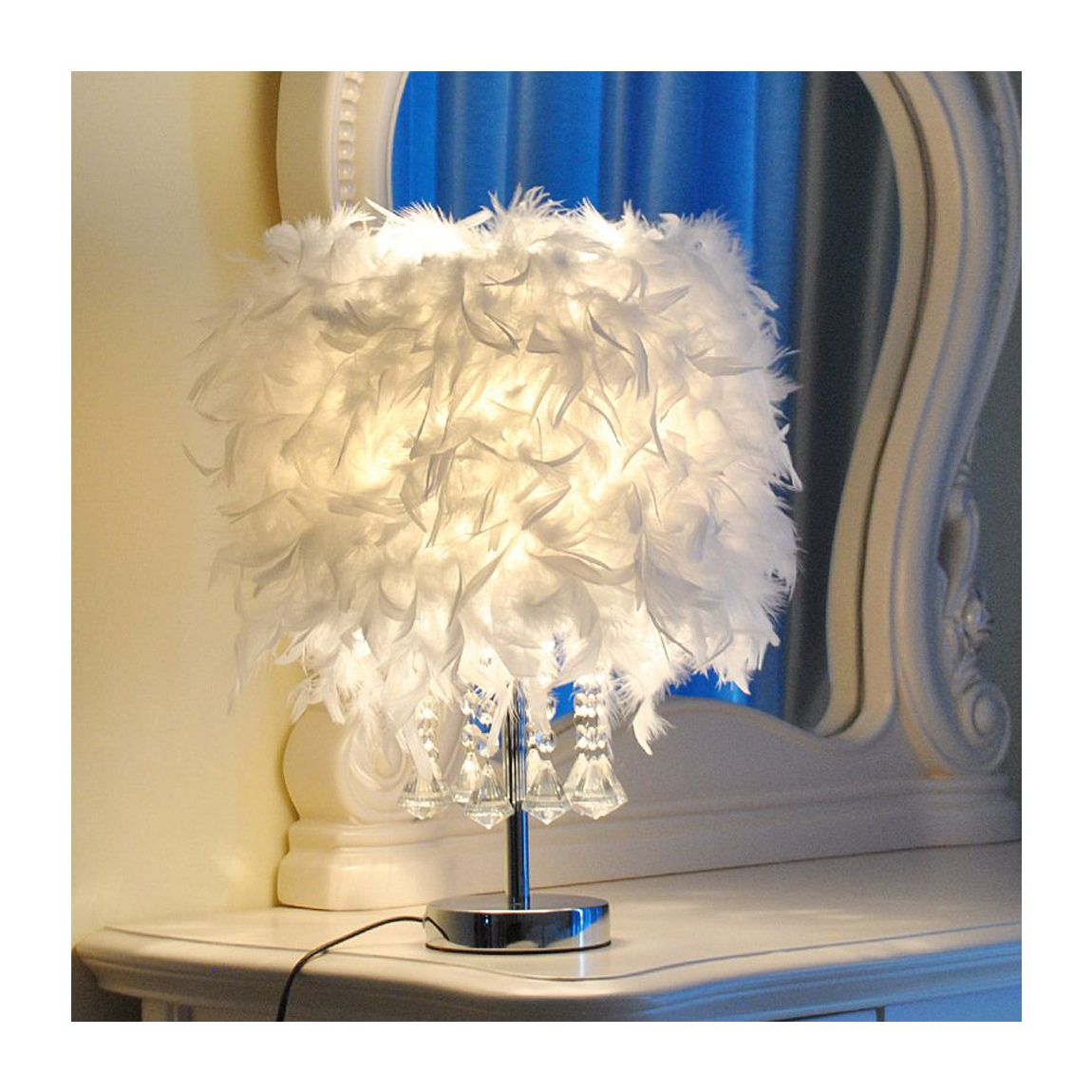 Modern Feather Bedside Table Lamp main product photo