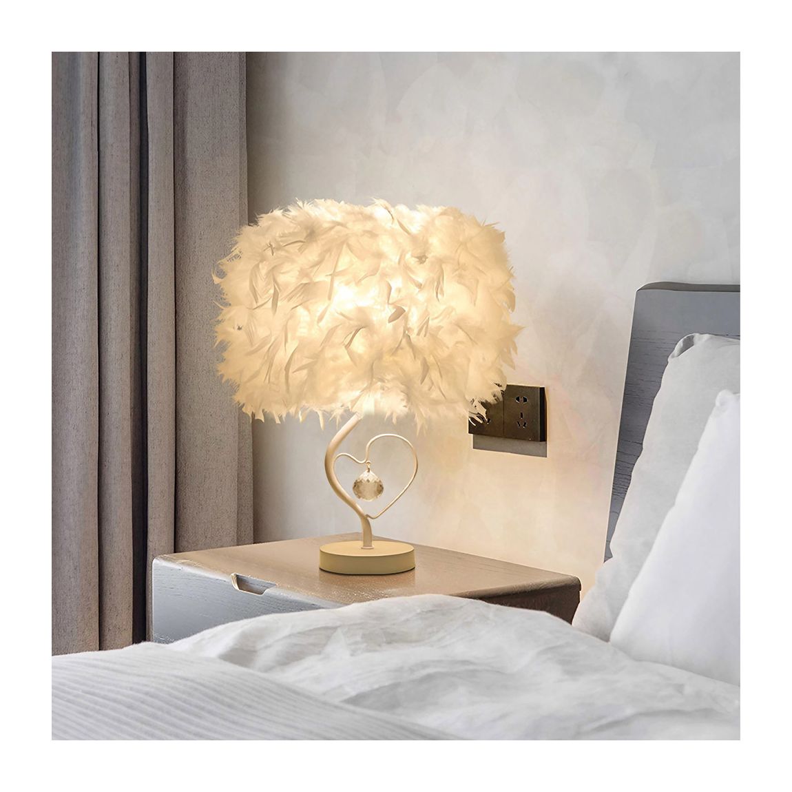 Modern Feather Bedside Table Lamp main product photo
