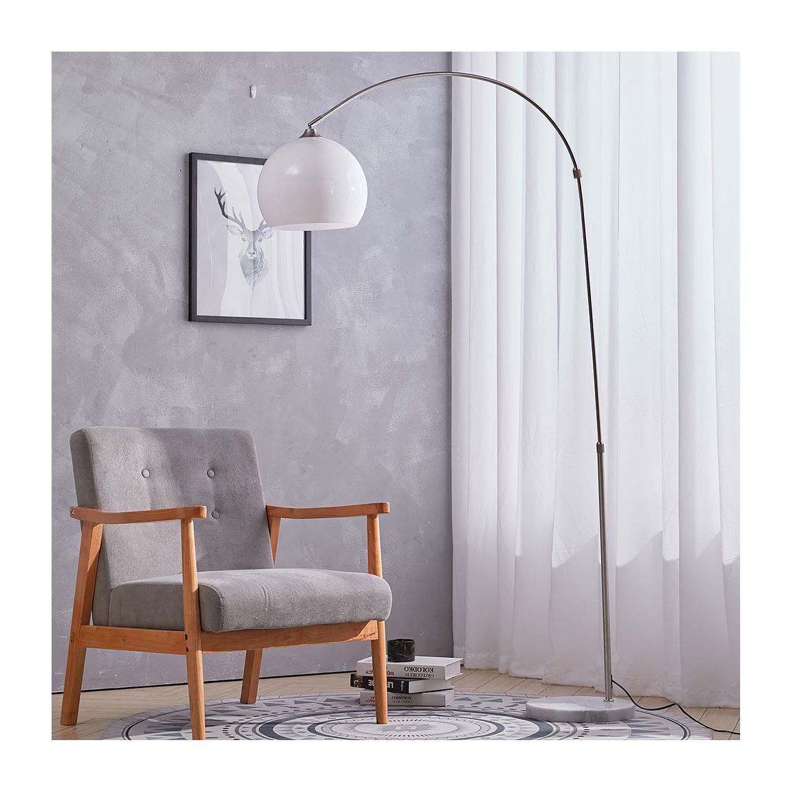 Modern Arched Floor Lamp with Marble Base main product photo
