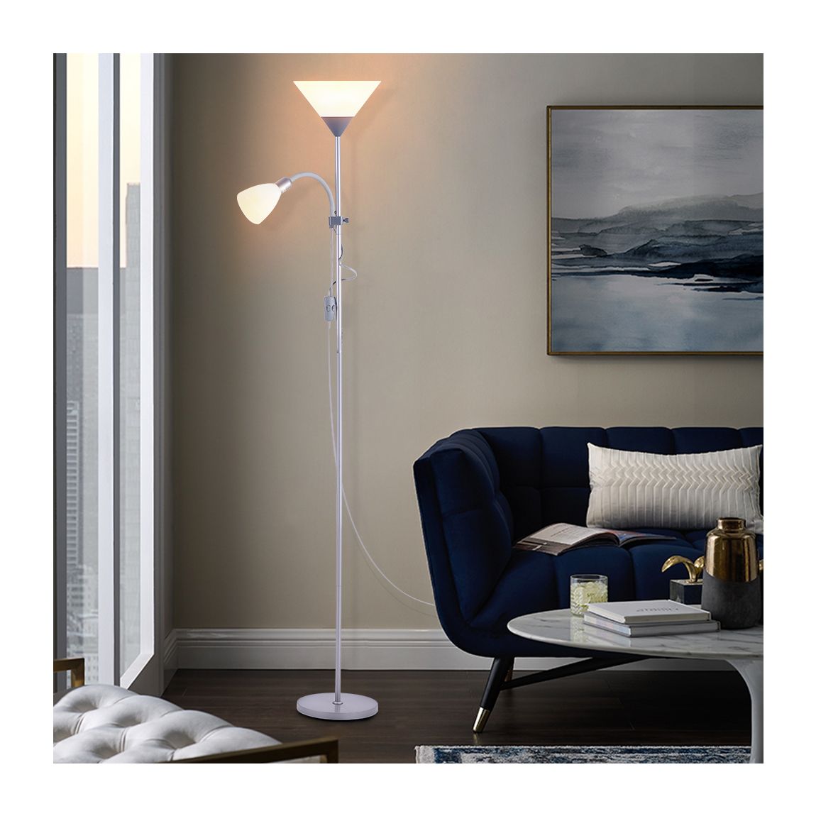 Modern 2 Head Standing Floor Lamp main product photo