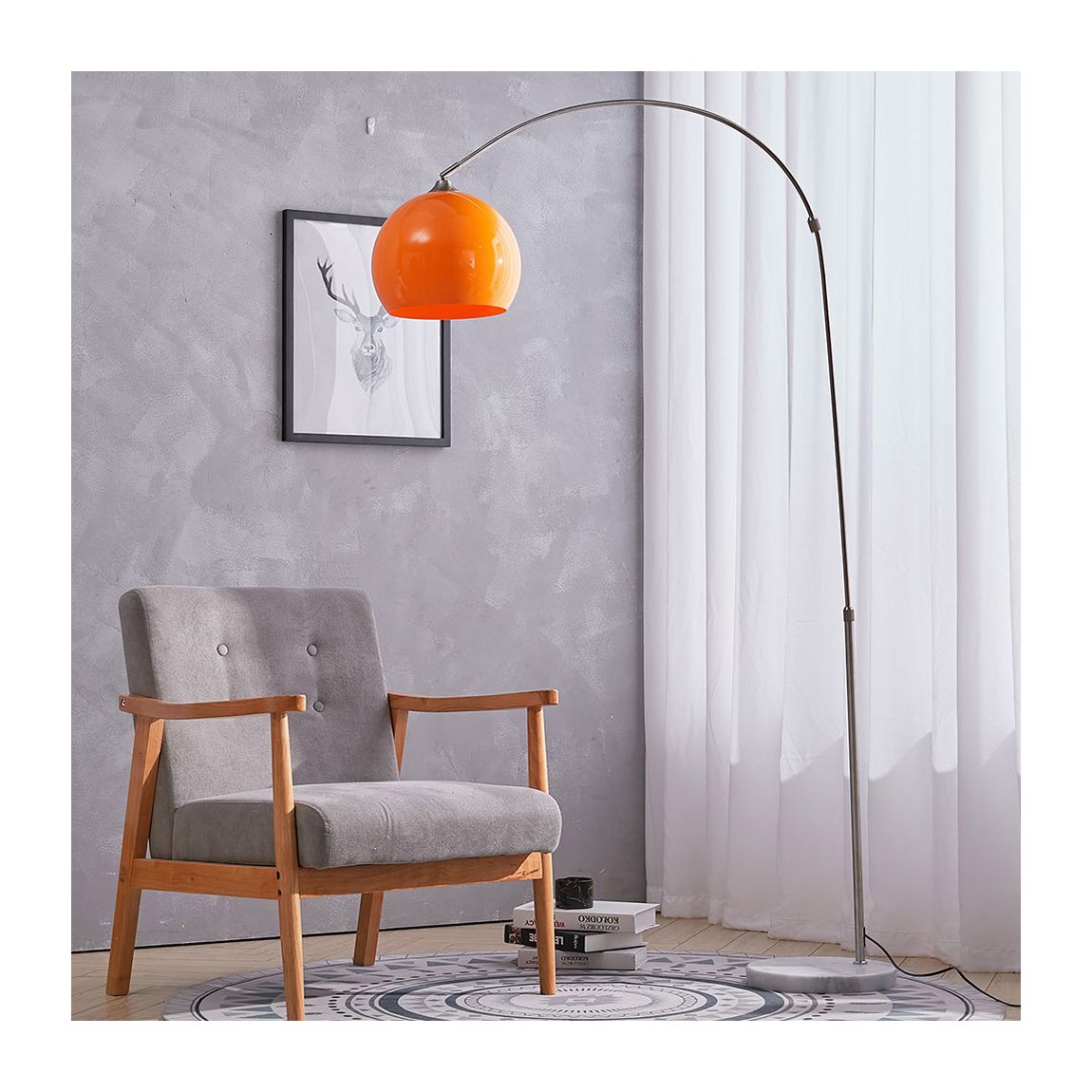 Modern Arched Floor Lamp with Marble Base main product photo