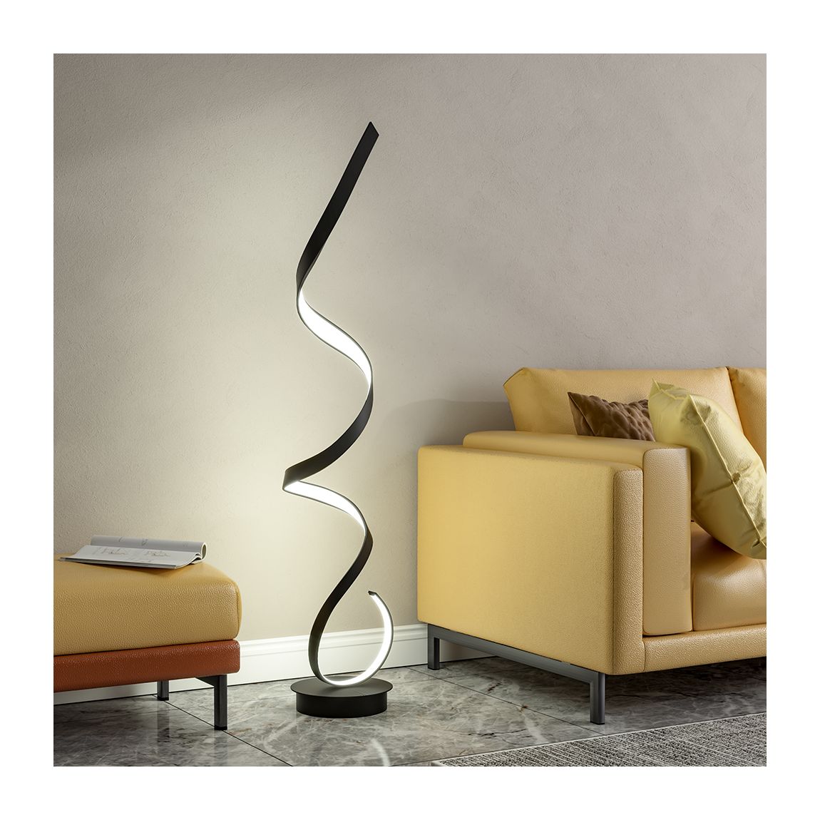 Modern LED Spiral Floor Lamp in White Light main product photo